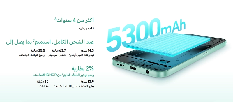 سعر و مواصفات HONOR X6c: هل يقضي على هواتف الفئة الاقتصادية؟ 3 بطارية هاتف HONOR X6c